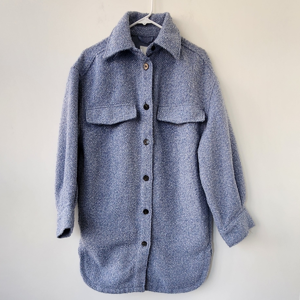 H&M Faux Shearling Long Shirt Coat Size Small EUC